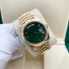 Day-Date 40 228238 Bisel estriado Esfera de casino verde Marca de moda Reloj automático de zafiro resistente al agua para hombres