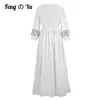 Sukienki 2022 Haft wiosenny i letni sukienka w dużych rozmiarach luźne bawełniane lniane lniane damskie sundress xl