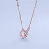 JewLery Designer för kvinnor Sterling Sier Double Ring Diamond Pendant Rose Gold Female Necklace Masquerade Ball Chain Jewelry Gift