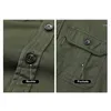 Camisas Casuais Masculinas J9007 Moda Primavera Verão Algodão Cargo Camisa Masculina Bolsos Duplos Manga Comprida Cor Sólida Estilo Militar Ao Ar Livre Solta