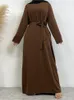 Vêtements ethniques Abaya Femme Musulmane Ramadan Eid Modest Dubaï Robes Manches Longues Solide Couleur Hijab Robe Élégant Turquie Caftan Islamique