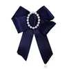 Bow Ties Cute Solid Ribbon Fabric Fashion Tie Flower Pearl Pin Women Necktie Collar Shirt Dress Lazos De Cinta Gravata