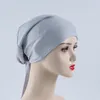 Berets furry zimowy kapelusz muzułmański elastyczny zespół etniczny hidżab solidny kolor regulowany mała rurka czapki owinięta traper