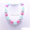 Beaded Necklaces Beautif Color Design Kid Chunky Necklace Fashion Pinkaddsier Bubblegum Bead Children Jewelry For Toddler Girls Drop Dhrcu