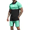 Trainingsanzüge Herren-Poloshirt-Shorts, 2-teilig, Luxusmarke, lässig, mit Reißverschluss, Revers, T-Shirt, kurzärmelig, Leichtathletik-Anzug, Herren-Jogging-Set P230603