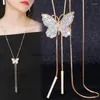 Chains Butterfly Necklace Long Fashion Versatile Sweater Chain Vintage Accessories Pendant Simple Luxury Ladies Goth
