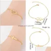 Charm Bracelets New Animal Gold Chain Jewelry Butterfly Cross Elephent Heart Bracelet For Women Valentines Day Gift Drop Delivery Dhlth