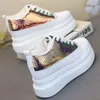 Zapatos de vestir Lentejuelas de moda Tacón súper alto 10 cm con cordones Plataforma blanca Ligero Casual Deportes Mujeres de moda