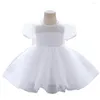 Fille Robes 0-24M Blanc Bébé Robe Princesse Fête Robe De Baptême Pour L'année Vêtements 1 Anniversaire De Mariage