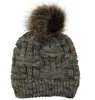 groothandel breien wollen beanie hoed acryl faux bont pom pom ball hoed volwassen winter warm bending garen hoed outdoor sport motorkap hoeden