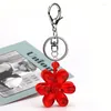 Keychains koreanska graciösa Joker Crystal Keychain Fashion Trendy Shiny Flower Key Holder 2023 Kvinnor Ring eleganta väsktillbehör