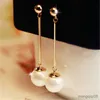 Charm Long Tassel Simulated Pearl Drop Earrings for Women Wedding Jewelry Gold Color D'Oreille R230603