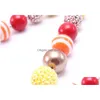 Beaded Necklaces Thanksgiving Design Kid Chunky Necklace Coffee Color Bubblegum Bead Children Jewelry For Toddler Girls Drop Deliver Dhu5M