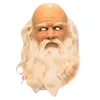 Party Masks Lifelike White Long Hair Santa Claus Head Cover Latex Christmas Full Face Halloween Cosplay Prop Costume Holiday Decor 230603