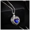 Pendant Necklaces New Sier Tone Cremation Screw Memorial Ocean Hearts Sapphire Urn Necklace Locket Keepsake Jewelry Drop Delivery Pen Dhoze