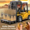 Electricrc 2.4ghz Remote Control Car Rc Forklift Truck Engineering Vehicles Cranes Liftable Spray Simulated Sound Toys for Children's Gifts 230602