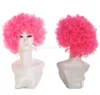 Perruque de pom-pom girl chaude de haute qualité 120g Halloween disco bouclée arc-en-ciel perruques afro clown enfant adulte costume de fan de football perruque pour le plaisir 15 couleurs Alkingline