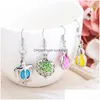 Charm Per Added Earring Set Aromathérapie Médaillon Huile Essentielle Diffuseur Bijoux Accessoires Creux Pendentif Diy Parfum Fleur Anila Dh3Rv