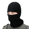 Berets Herren Strickmütze Set Ring Schal Beanie Skull CAPS Winter Warmes Gesicht Ohrenschützer Verdickte Kopfbedeckung Maskierte OEM-Kennzeichnung