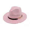 Chapeaux à large bord haut tendance pour hommes femmes élégant solide feutre Fedora chapeau bande plat Brimhats élégant Trilby Panama Caps Drop Delivery A Dhidb