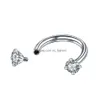 Neus Ringen Studs Double Headed Zircon Ring Piercing Sieraden C Vormige Wenkbrauw Nagel Lip 316L Roestvrij Staal 5 Kleur Hope Drop Delive Dhlo0