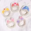 2PCS Hair Accessories Children Crown Headdress Princess Head Ropes New Girls Beads Flowers Little Cat Ears Pearl Rubber Band