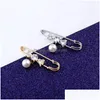 Pins Brooches Retro Pearl For Womens Clothing Cardigan Sweater Blouse Shawl Clips Shirt Collar Rhinestone Badge Buckle Accessories Dhij3