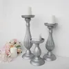 Candle Holders Silver Handpainted Holder Nordic Wedding Decoration Candlestick Stand Table Wood Craft Classic Vintage Wooden