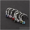 Neusringen Studs Ring Prong Set Cz Stud Screw Gold Sier Clear Black Blue Red Zircon Nody Sieraden Piercing Drop Delivery Body Dhldy