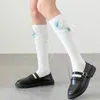 Женские носки винтажные хлопковые колена высоко с кружевными повязками Bowknot Японская хараджуку Фея 3-й бабочки чулки теленок