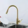 Kitchen Faucets Gold Black Faucet Pull Out Single Hole Handle Swivel 360 Sink Water Mixer Tap Bathroom Accessories Shower Stream Sprayer