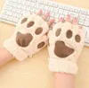 Dame Winter Vingerloze Handschoenen Wanten Fluffy Bear Cat Pluche Paw Claw Half Finger Glove Soft Half Covered Dames Vrouwelijke sportfietshandschoenen