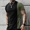 メンズTシャツメンズシャツグラフィックカラーブロックラウンドネック服3D印刷メンズスリムフィットアスレチック長袖男性