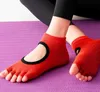 Meias femininas antiderrapantes para academia, fitness, dança, pilates, meias profissionais para exercícios de ioga indoor, five toe peep, respiráveis, sem costas, balé feminino, sox com alças