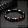Beaded Natural Stone Black Gallstone Bracelets Magnetic Hematite Health Bracelet For Women Men Crystal Beads Jewelry Drop Delivery Dh6Hy