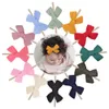 2 Stuks Haaraccessoires 1Pc Zoete Effen Kleur Bows Met Elastische Band Katoenen Baby Hoofdband Voor Kinderen Meisjes Tulband hoofddeksels