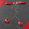 Sexy New Women 1 Pair Red Heart Tassel Nipple Cover Reusable Metal Chain Linked With Choker Breast Pasties Body Jewelry Chain L230523