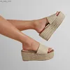 Women Slide Sandals Espadrille Platform Shoes Wedge Fashion Open Toe Straw Summer Slipper Comfy Casual 2023 New Outside L230518