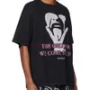 Tasarımcı Moda Giyim Tees tshirt Ru235 Rhude Black 'Come' Portre Rock Vintaget T-Shirt Pamuk Street Giyim Üstler Sıradan Rock Hip Hop Satılık