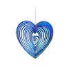 Garden Decorations 3D Heart Shape Shiny Wind Spinner Flowinglight Effect Design Rotating Chime Home Eaves Hanging Pendant Decoration Dhxta