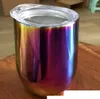 Bicchiere per bottiglia d'acqua in acciaio inossidabile da 12 once Gradient Rainbow Tazze con coperchio tazze da caffè Boccale di birra isolato sottovuoto Bicchieri da vino party Portauovo