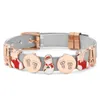 Link Bracelets 30 Christmas Style Stainless Steel Mesh Bracelet DIY Santa Claus Snowman Slide Beads Charm For Women Kids Xmas Jewelry