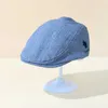 2pcs إكسسوارات الشعر الدنيم قبعة الطفل الصلبة لون Newsboy Cap Vintage Boys Flate