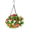 Decorative Flowers Hanging Basket Outdoor Artificial Plants Flower Pendant Lining Chain Flowerpot Indoor