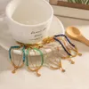 Summer Beach Jewelry Bracciale con ciondolo a catena con perline in pietra flash a doppio strato placcato in oro 18 carati