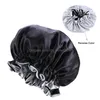 Bonnet / Crâne Caps Extra Large Réversible Femmes Soins Des Cheveux Satin Soie Bonnet Cap Bande Élastique Nuit Sommeil Chapeau Head Wrap Cover Chemo Ni Dh2Lc