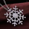 Pendant Necklaces Luxury Cute Silver Plated Snowflake For Women Shine CZ Stone Inlay Fashion Jewelry Christmas Party Gifts