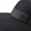 ワイドブリムハットバケツ帽子女性16cm大きなワイドブリムウールフェルト帽子シックなフロッピー暖かい冬のトリルビーハットリボンボウノットチャーチドレスウェディアラジャズハット230602