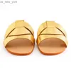 TRAF Women's Flat Slippers sandals Gold Flat Criss-Cross Leather Slider Sandals Woman Summer 2022 Casual Luxury Slingback Shoes L230518