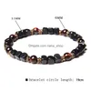 Beaded Charm Klassieke Vierkante Houten Armband Vulkanische Kraal Rode Tijgeroog Witte Howliet Stone Retro Style Armbanden Drop Delivery Jewel Dh4Zu